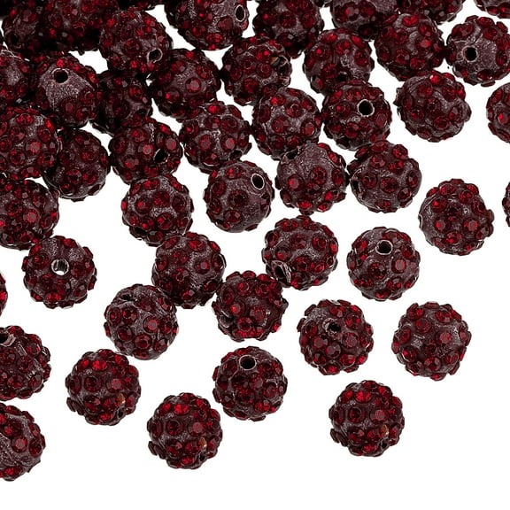 Uxcell 150Pack 10mm Rhinestone Clay Beads, Polymer Clay Crystal Bead Bulk for DIY Bracelet (Deep Red)