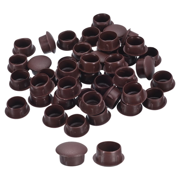 Uxcell 150Pack 14mm(9/16") Dia Plastic Concealed Hinge Hole Cover Hole Plugs, Dark Brown