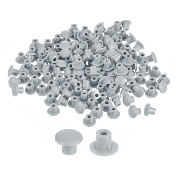 Uxcell 150Pack 5mm(3/16") Dia Plastic Screw Hole Plugs Cover for Furniture, Light Grey