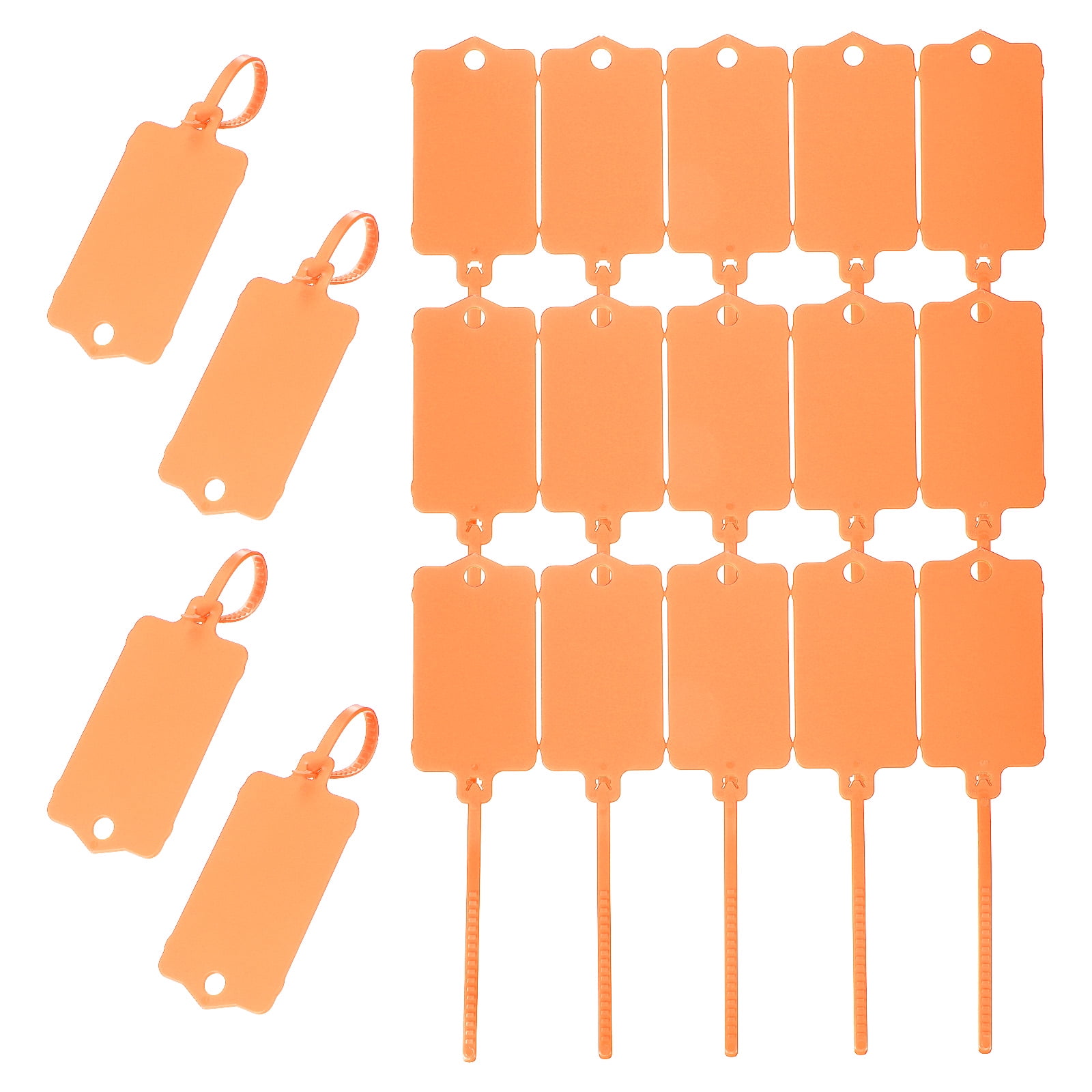 Uxcell 150Pcs Blank Waterproof Plastic Tags, Label Shipping Tag with Zip Tie, Orange 2.48 x 1.46Inch