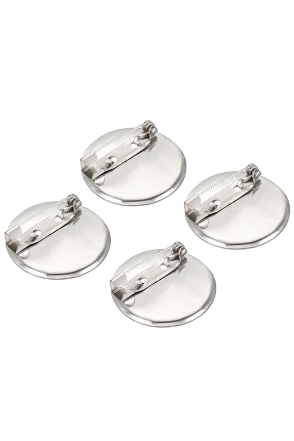 150Pcs Brooch Clasp Pins Disc Base 29mm Blank Trays for ID Badges Name Cards Tags DIY Craft, Silver Tone