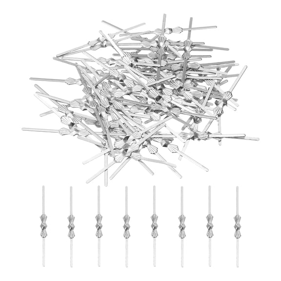Uxcell 150Pcs Chandelier Connector Clip, 40mm/1.57" Copper Crystal Chandelier Pin, Lamp Connectors Clips Replacement for Fastening Crystals Lamp Ceiling Light Parts, Silver Tone