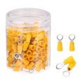 thumbnail image 1 of Uxcell 150Pcs Insulated Ring Terminal RVS2-5 Battery Lugs 16-14AWG Electrical Crimp Terminals Eyelet Wire Connectors for Industrial, Electrical Wiring, Yellow, 1 of 5