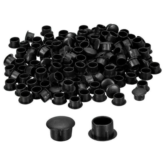 Uxcell 150Pcs Screw Hole Plugs, 10mm(3/8") Dia Button Plugs Snap in Locking Hole Covers Flush Type Caps, Black