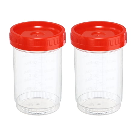 Uxcell 150mL Sample Cups Sample Containers Leak Proof Screw Cap for Lab Home Red 2 Pack
