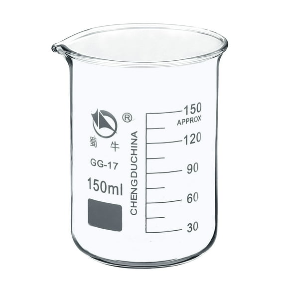 Uxcell 150ml Low Form Glass Beaker, 3.3 Borosilicate Graduated Lab Measuring Cups