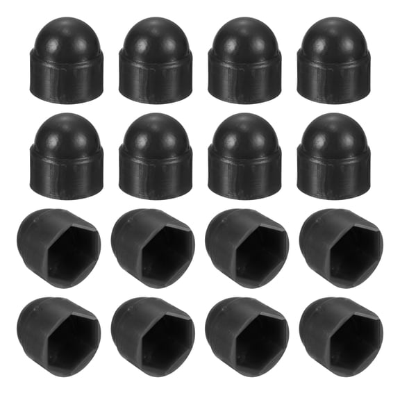 Uxcell 150pack Hex Nut Cover, M4 Black Plastic Dome Nut Protection Cap Hex Bolt Nut Covers for Hexagon Screws, Bolts