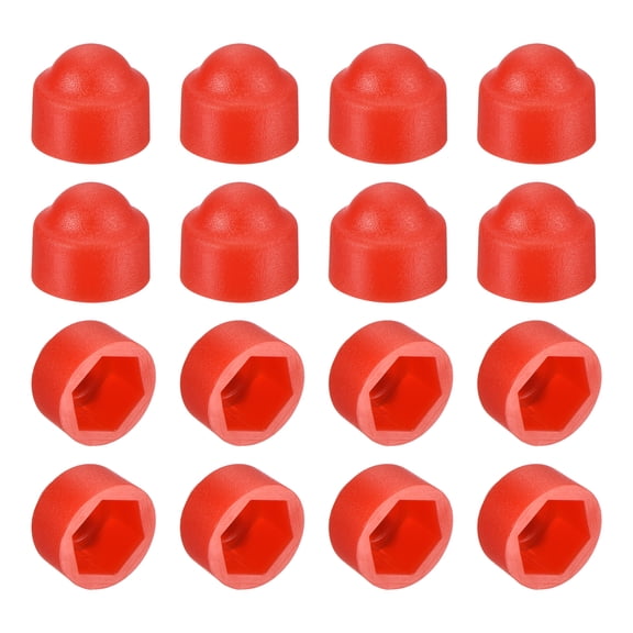 Uxcell 150pack Hex Nut Cover, M5 Red Plastic Dome Nut Protection Cap Hex Bolt Nut Covers for Hexagon Screws, Bolts