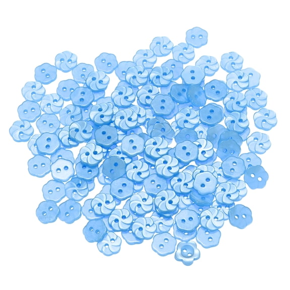 Uxcell 150pcs 17L Flower Sewing Buttons 9/20"(11mm) Resin Torx 2-Hole Craft Replacement Buttons, Light Blue