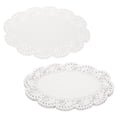 thumbnail image 1 of Uxcell 150pcs Lace Paper Doilies 12 x 8.5 Inch White Oval Disposable Decorative Paper Placemats Hollow Flower Absorbing Papers for Cakes Desserts Food Decoration Wedding Birthday, 1 of 7