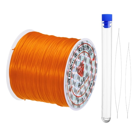 Uxcell 151Ft 0.7mm Stretchy Bracelet String Set, Craft Cord with Needle, Orange