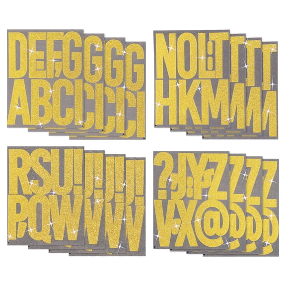 Uxcell 152Pcs Glitter Bulletin Board Letters, 5 Inch Poster Board Cardboard Letter Alphabet Punctuation Self Adhesive for Art Craft Classroom Mailbox Scrapbook Sign, Shiny Yellow