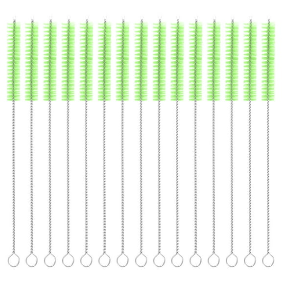 Uxcell 15Pack Drinking Straw Cleaning Brushes, 8" x 3/8" Nylon Bristles Long Straw Brush for Bottle and Tube (Green)