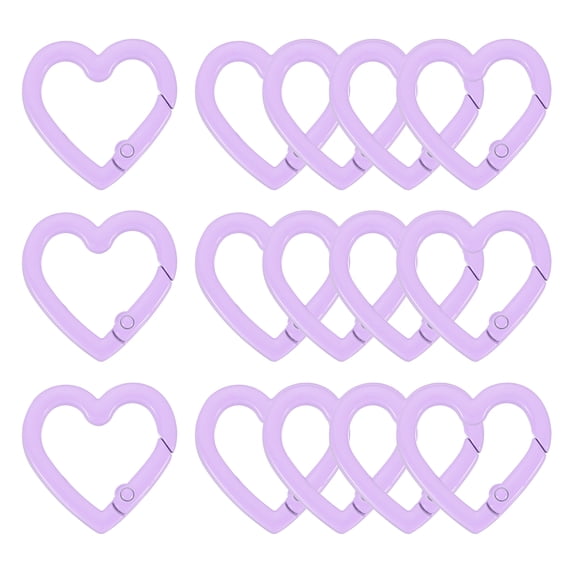 Uxcell 15Pack Heart-Shaped Trigger Snap Clip Keyrings Buckle Snap Hook Clip, Purple