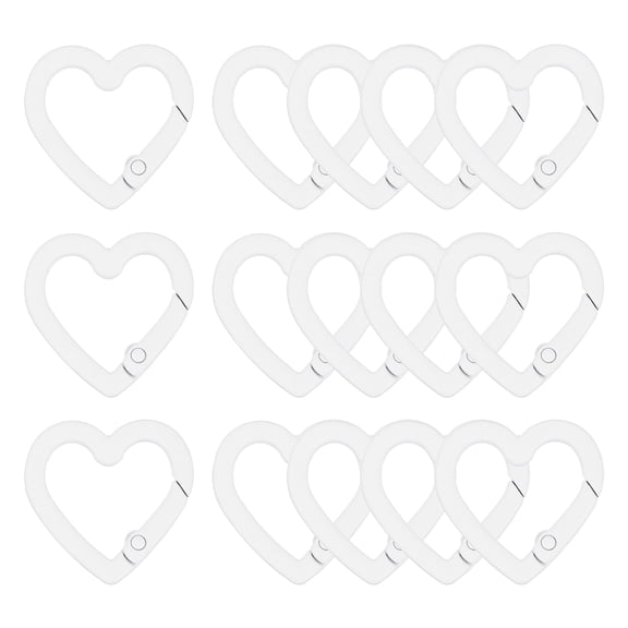 Uxcell 15Pack Heart-Shaped Trigger Snap Clip Keyrings Buckle Snap Hook Clip, White