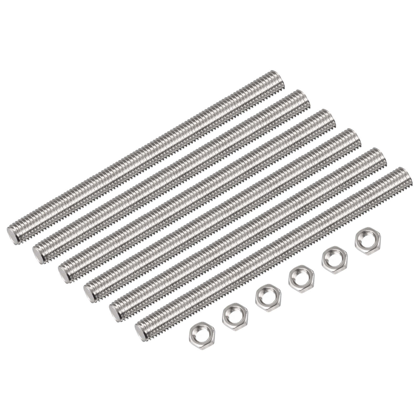 Uxcell 15Pack M12 x 300mm Fully Threaded Rod w 15Pack Hex Nuts, 1.75mm Pitch 304 Stainless Steel Right Hand Threaded Rod