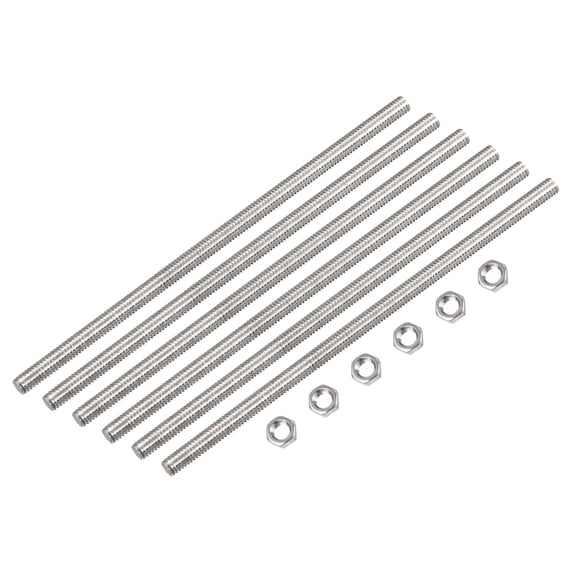 Uxcell 15Pack M4 x 300mm Fully Threaded Rod w 15Pack Hex Nuts, 0.7mm Pitch 304 Stainless Steel Right Hand Threaded Rod