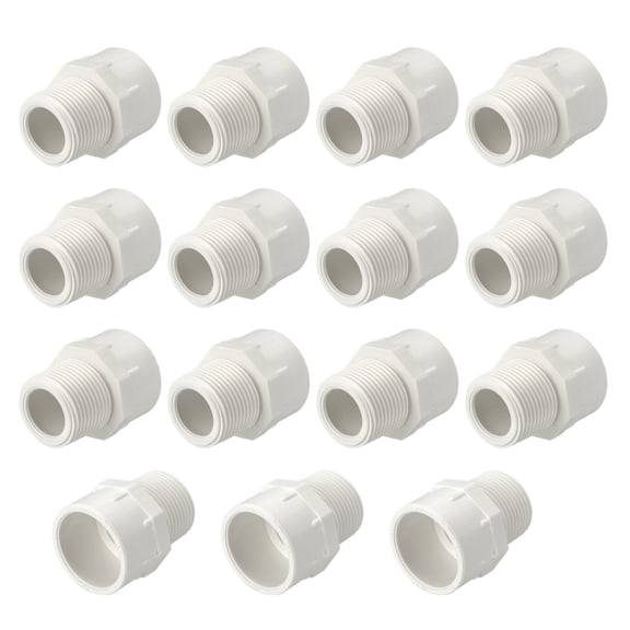 Uxcell 15Pack PVC Male Pipe Fittings Adapter 1" NPT Male Thread x Socket, Schedule 40 PVC Coupling Straight Pipe Connector, High-Flow Capacity for Plumbing, Irrigation, Pool, Sprinkler