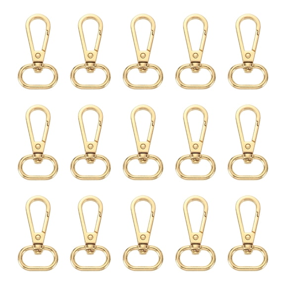 Uxcell 15Pack Swivel Clasps, 0.8" Oval Ring Lobster Clasp Claw Push Gate Snap Hook, Gold