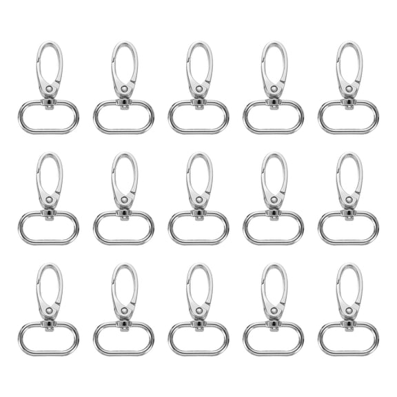 Uxcell 15Pack Swivel Clasps, 0.98" Oval Ring Lobster Clasp Claw Push Gate Snap Hooks, Silver