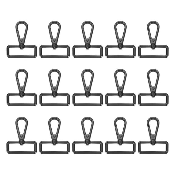 Uxcell 15Pack Swivel Clasps, 1.25" D Ring Lobster Clasp Claw Push Gate Snap Hook, Black