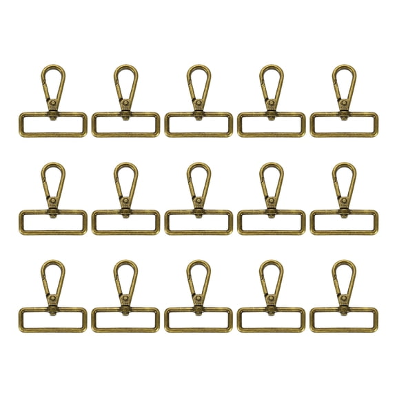 Uxcell 15Pack Swivel Clasps, 1.5" D Ring Lobster Clasp Claw Push Gate Snap Hook, Bronze