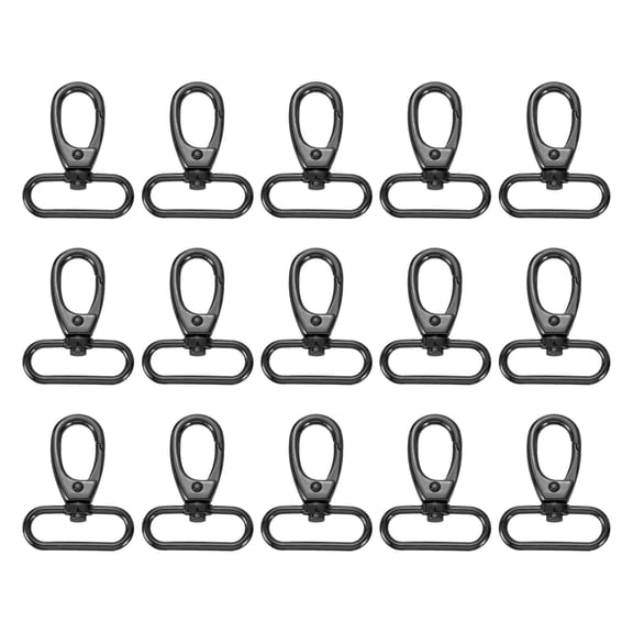 Uxcell 15Pack Swivel Clasps, 1.5" Oval Ring Lobster Clasp Claw Push Gate Snap Hooks, Gray Black