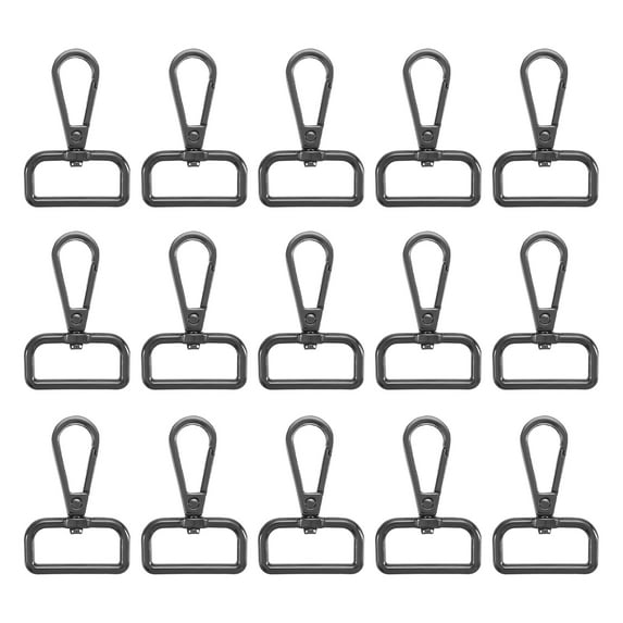 Uxcell 15Pack Swivel Clasps, 1" D Ring Lobster Clasp Claw Push Gate Snap Hook, Black