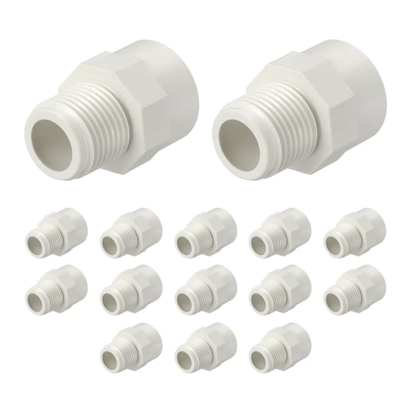 Uxcell 15Pcs 1/2" Pipe Fitting, SCH40 (Male Thread x SOC) NPT Male Thread Adapter, Slip Coupling Connector for Furniture Assembly, Irrigation System