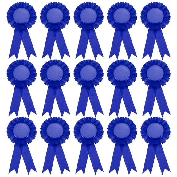 Uxcell 15Pcs Blank Award Ribbon, 6" x 3" Honorable Participation Badge Ribbons for Sports Events, Blue