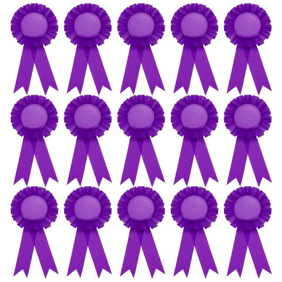 Uxcell 15Pcs Blank Award Ribbon, 6" x 3" Honorable Participation Badge Ribbons for Sports Events, Purple