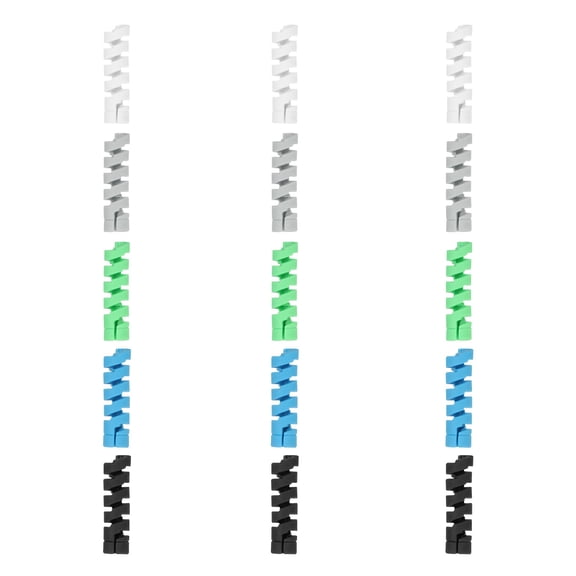 Uxcell 15Pcs Charger Cord Protectors, Flexible Rubber Spiral Cord Protector for Phone Charger Headphone Laptop, Black, Gray, White, Green, Blue