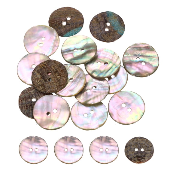 Uxcell 15Pcs Natural Shell Buttons, 23mm 2-Hole Round Shell Craft Sewing Button, Decorative Accessories for Coats, Shirts, Clothing DIY Projects, Natural Color