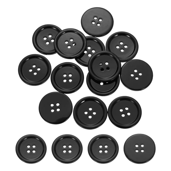 Uxcell 15Pcs Natural Shell Buttons, 23mm 4-Hole Round Shell Craft Sewing Button, Decorative Accessories for Coats, Shirts, Clothing DIY Projects, Black