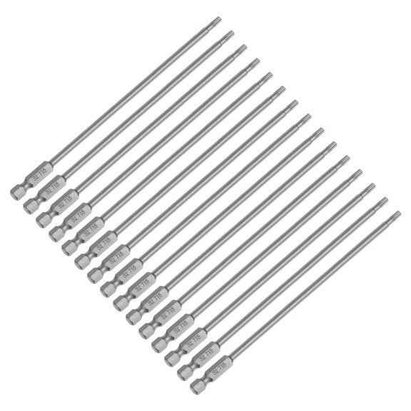 Uxcell 15Pcs T15 Torx Head Screwdriver Bit S2 Steel Magnetic Screw Drive Bit 6" Long 1/4 Inch Hex Shank