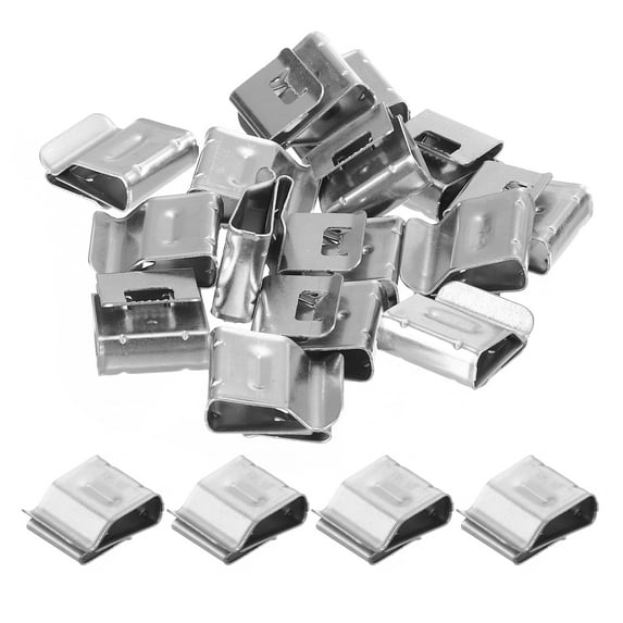 Uxcell 15Pcs Trailer Wiring Clips, 0.8" Length Solar Panel Wire Clips Stainless Steel Double Wire Trailer Wire Clips