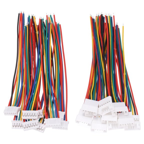 Uxcell 15Sets 100mm 6Pin 26AWG PH2.0 Connector Male Female with Bare Wire, Copper Core Polyvinyl Chloride Material OD1.3 Spring Pin Connector for DIY Drone 3D Printer Balance Cars PCB LED Lighting