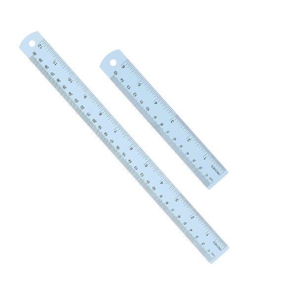 Uxcell 15cm/30cm Metal Ruler, 2 Pack Aluminum Alloy Rulers with Centimeters, Millimeters, Inches and Conversion Table Straight Edge Ruler for Writing Machinist Drafting, Blue