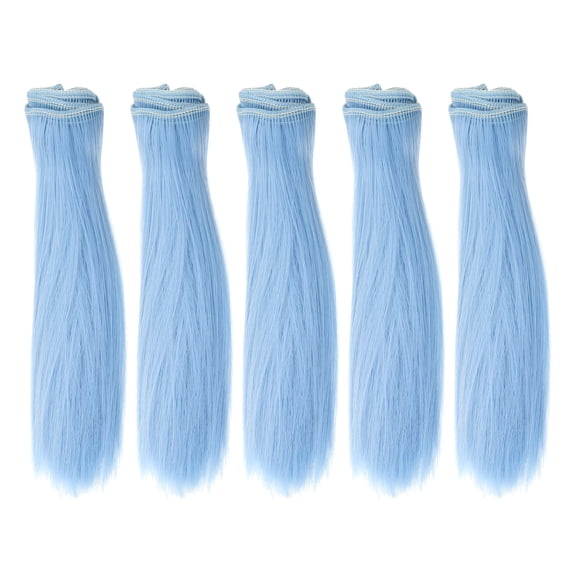 Uxcell 15cm Doll Hair Wefts, 5Pcs Synthetic Straight Hair Doll Wigs, Blue Gray