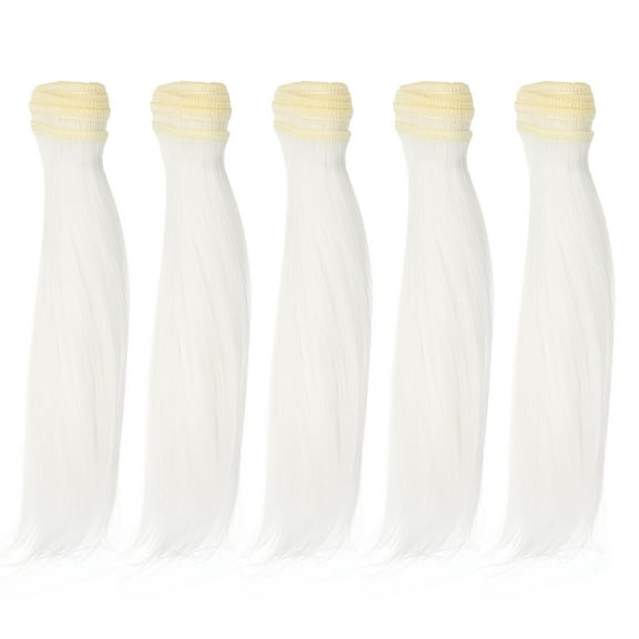 Uxcell 15cm Doll Hair Wefts, 5Pcs Synthetic Straight Hair Doll Wigs, Cold White