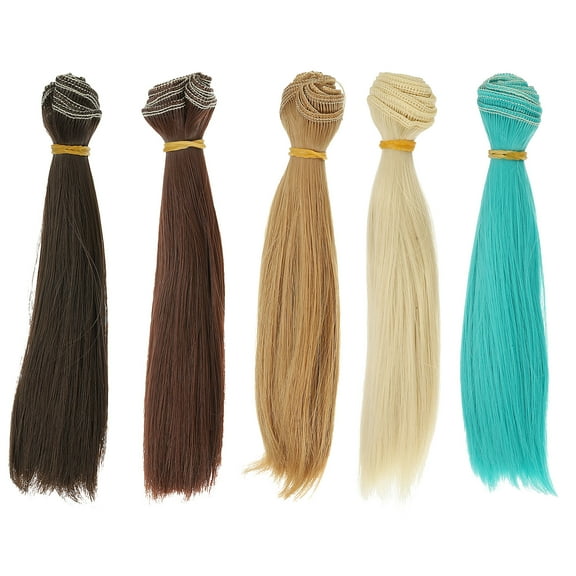 Uxcell 15cm Doll Hair Wefts, 5Pcs Synthetic Straight Hair Doll Wigs, Multicolor 7