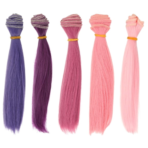 Uxcell 15cm Doll Hair Wefts, 5Pcs Synthetic Straight Hair Doll Wigs, Multicolor 8