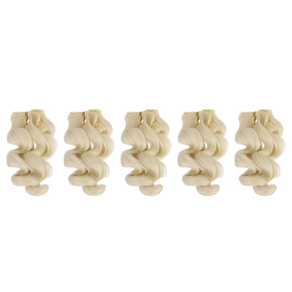 Uxcell 15cm Doll Hair Wefts, 5Pcs Synthetic Wave Hair Doll Wigs, Light Cream Grey