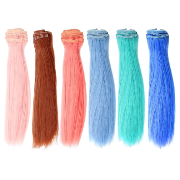 Uxcell 15cm Doll Hair Wefts, 6Pcs Synthetic Straight Hair Doll Wigs, Multicolor 4