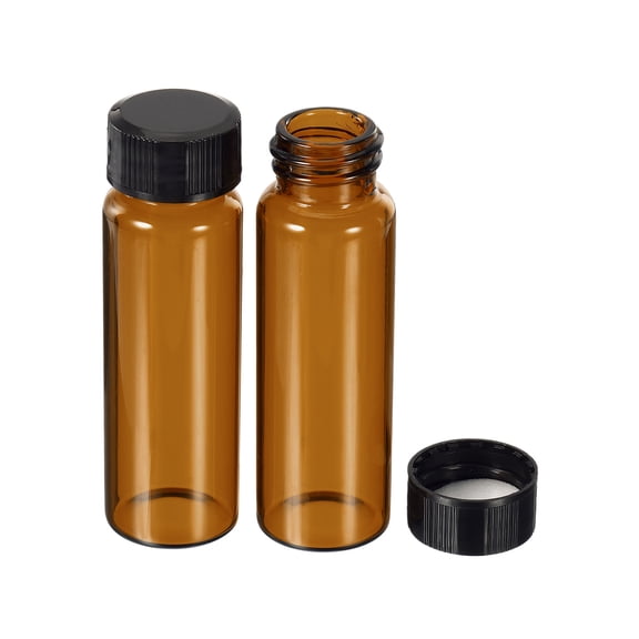 Uxcell 15mL Reagent Glass Storage Bottle Round Plastic Screw Cap Lab Home Brown 10 Pack