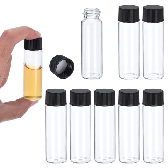 Uxcell 15ml Clear Glass Vials, 8 Pack Sample Vials with Screw Cap Reagent Media Bottle Leak-Proof