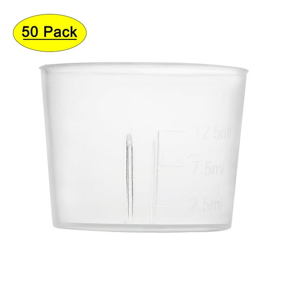 Uxcell 15ml PP Graduated Beaker Measuring Cup Transparent for Lab 50 Pack