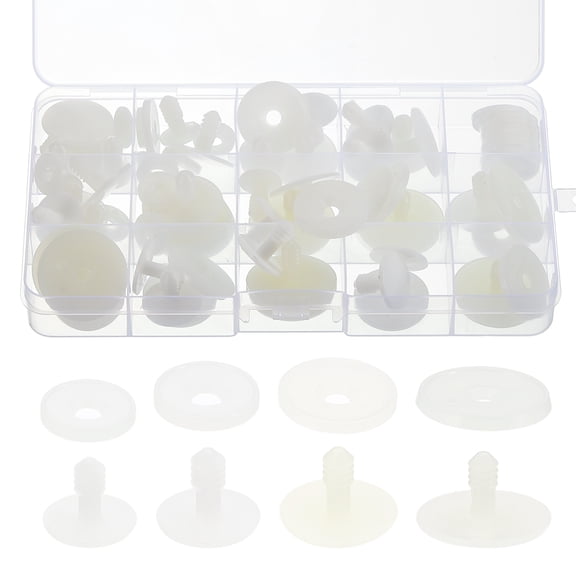 Uxcell 15mm-30mm 4 Sizes Doll Joints, 35 Set Removable Cotter Pin Joints Connector and Fiberboard Tray for Bear Limbs Making Head DIY Crafts Accessories