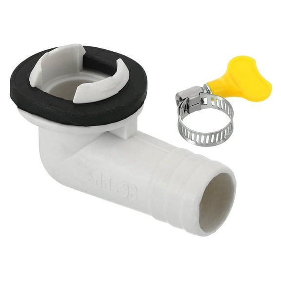 Uxcell 15mm Air Conditioner Drain Hose Connector, 1 Pcs Universal Drain Connector with Clamp, White Style 10