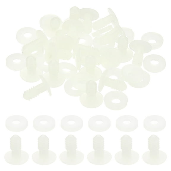 Uxcell 0.59 inch Doll Joints 20 Set Plastic Animal Joint Engage Bolt for Crochet Sewing Items White
